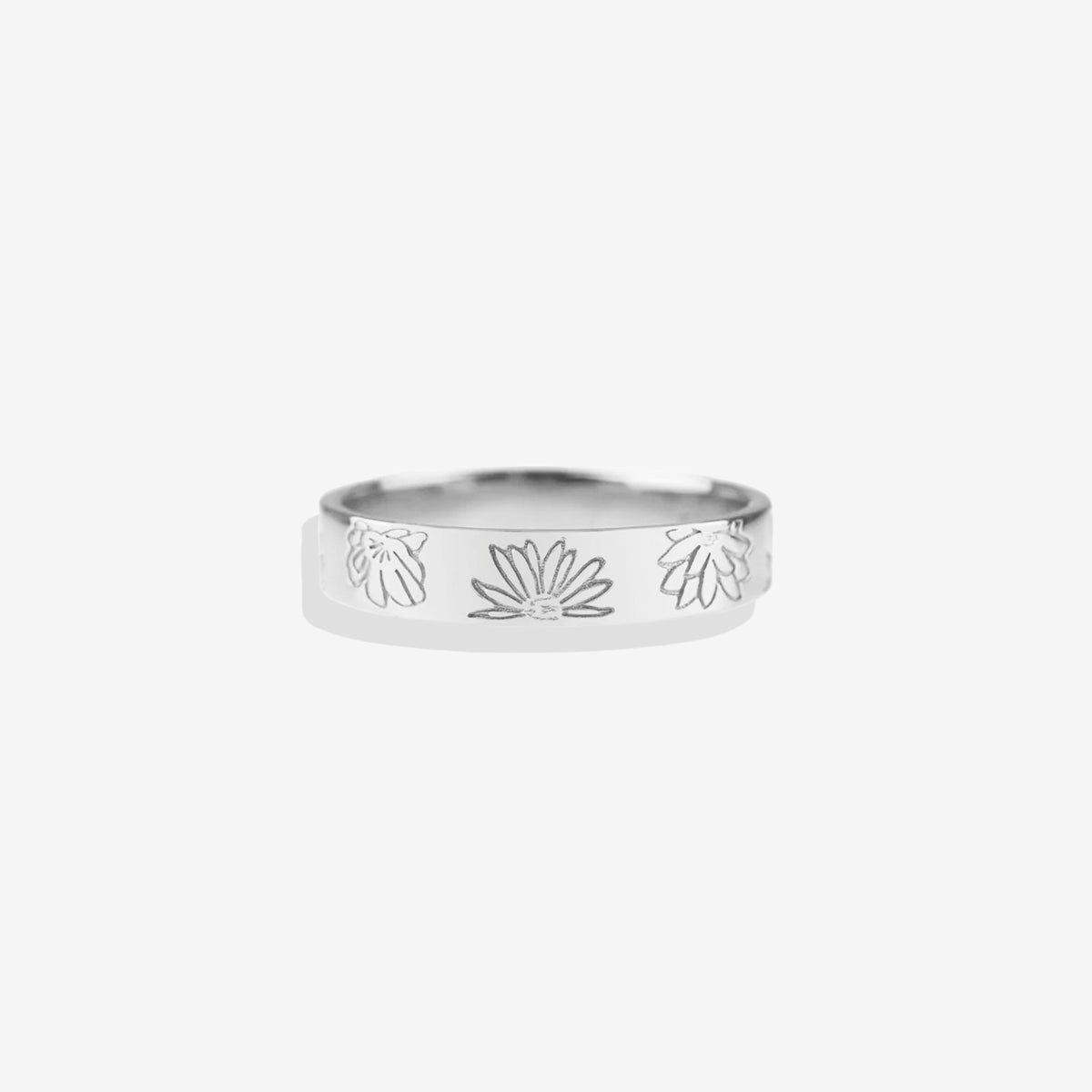 Personalized Stamped Flower Ring in 925 sterling silver