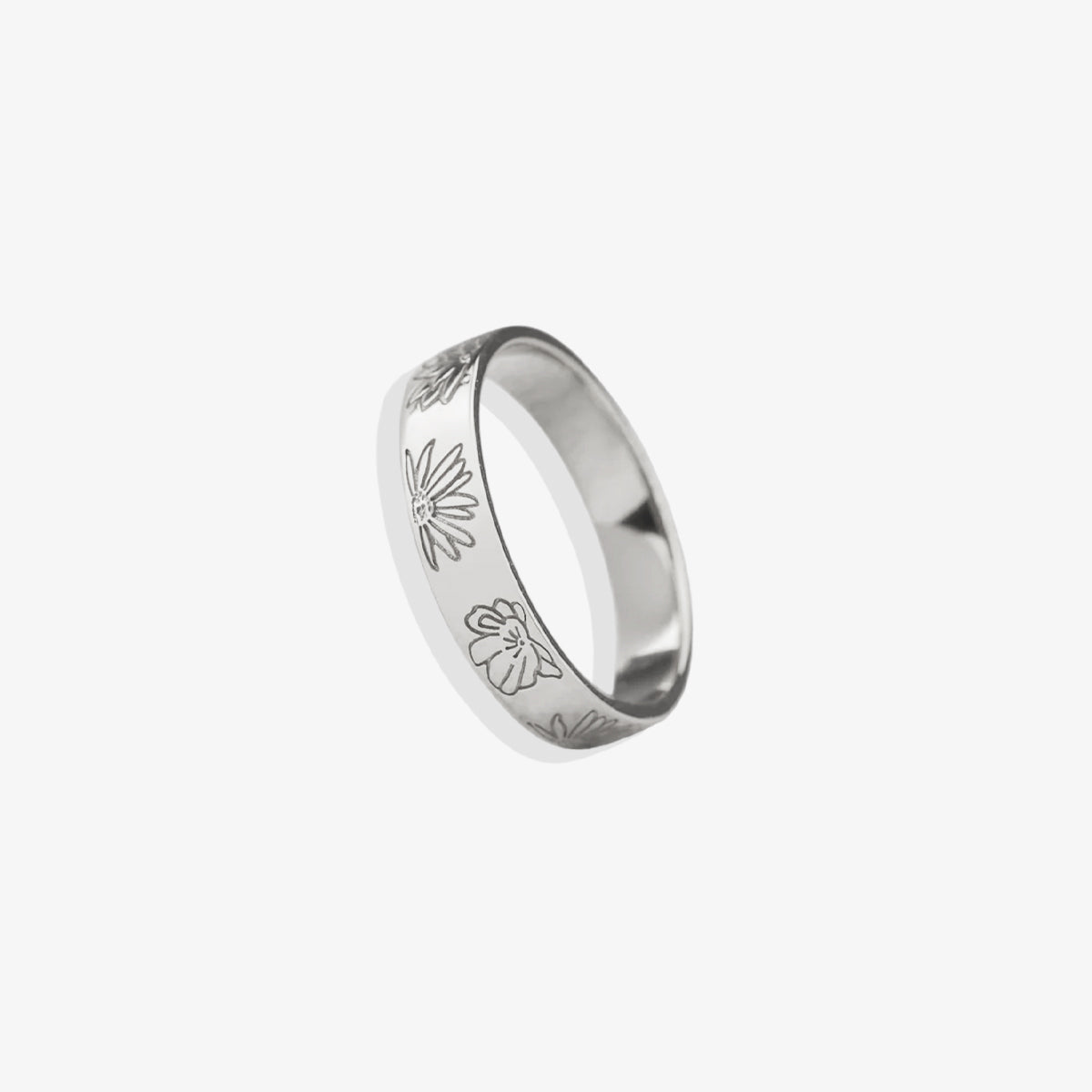 Personalized Stamped Flower Ring in 925 sterling silver