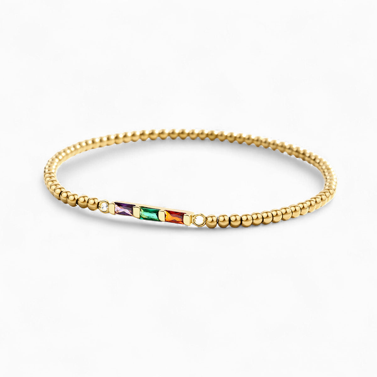 Bracciale a Perline con Pietra Portafortuna a Baguette Personalizzato
