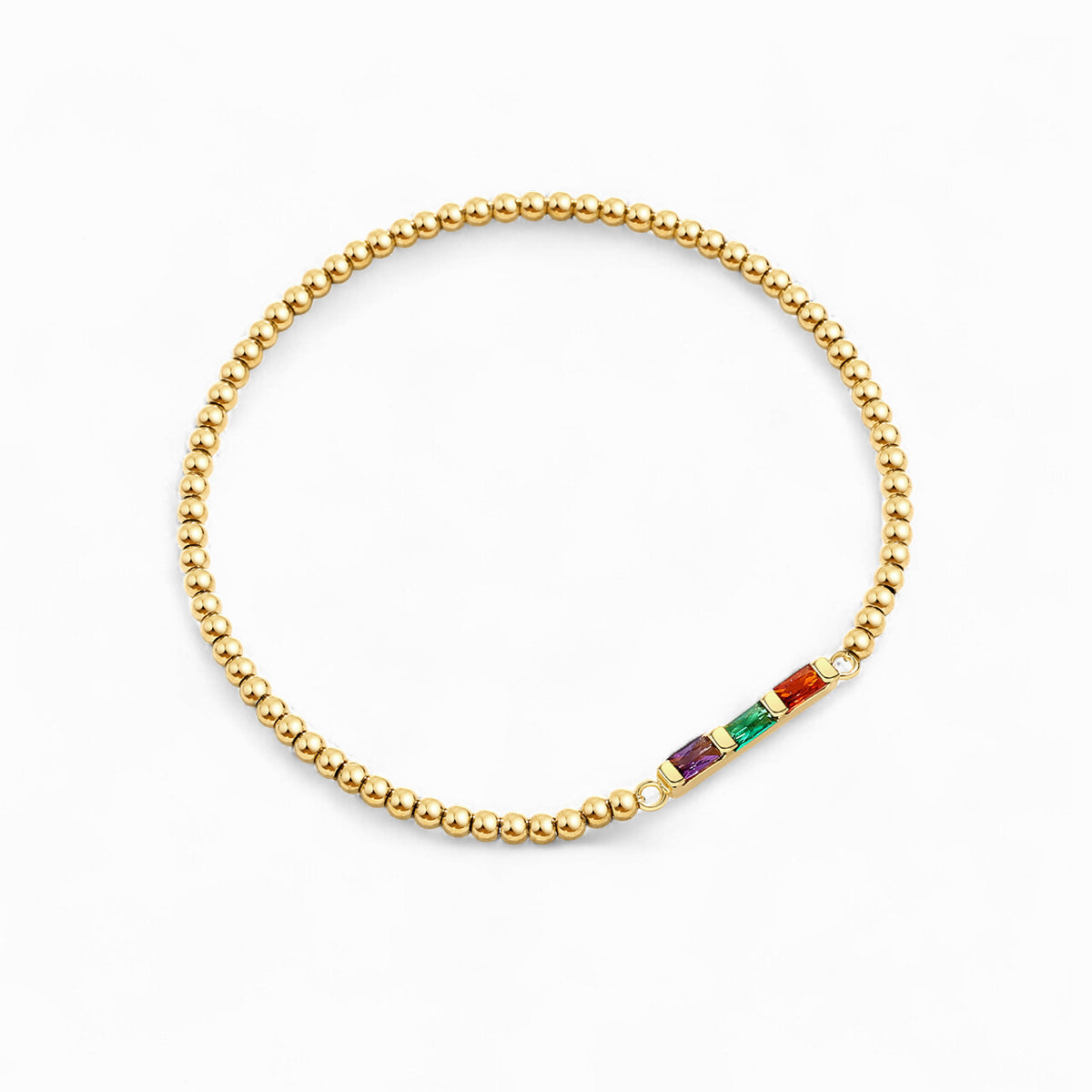 Bracciale a Perline con Pietra Portafortuna a Baguette Personalizzato