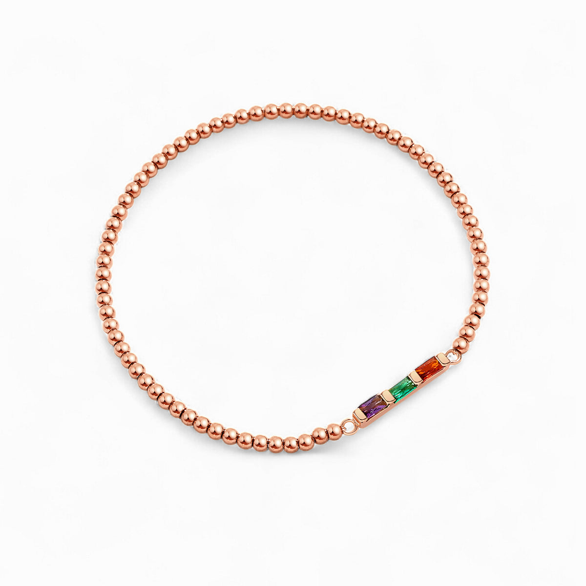 Bracciale a Perline con Pietra Portafortuna a Baguette Personalizzato