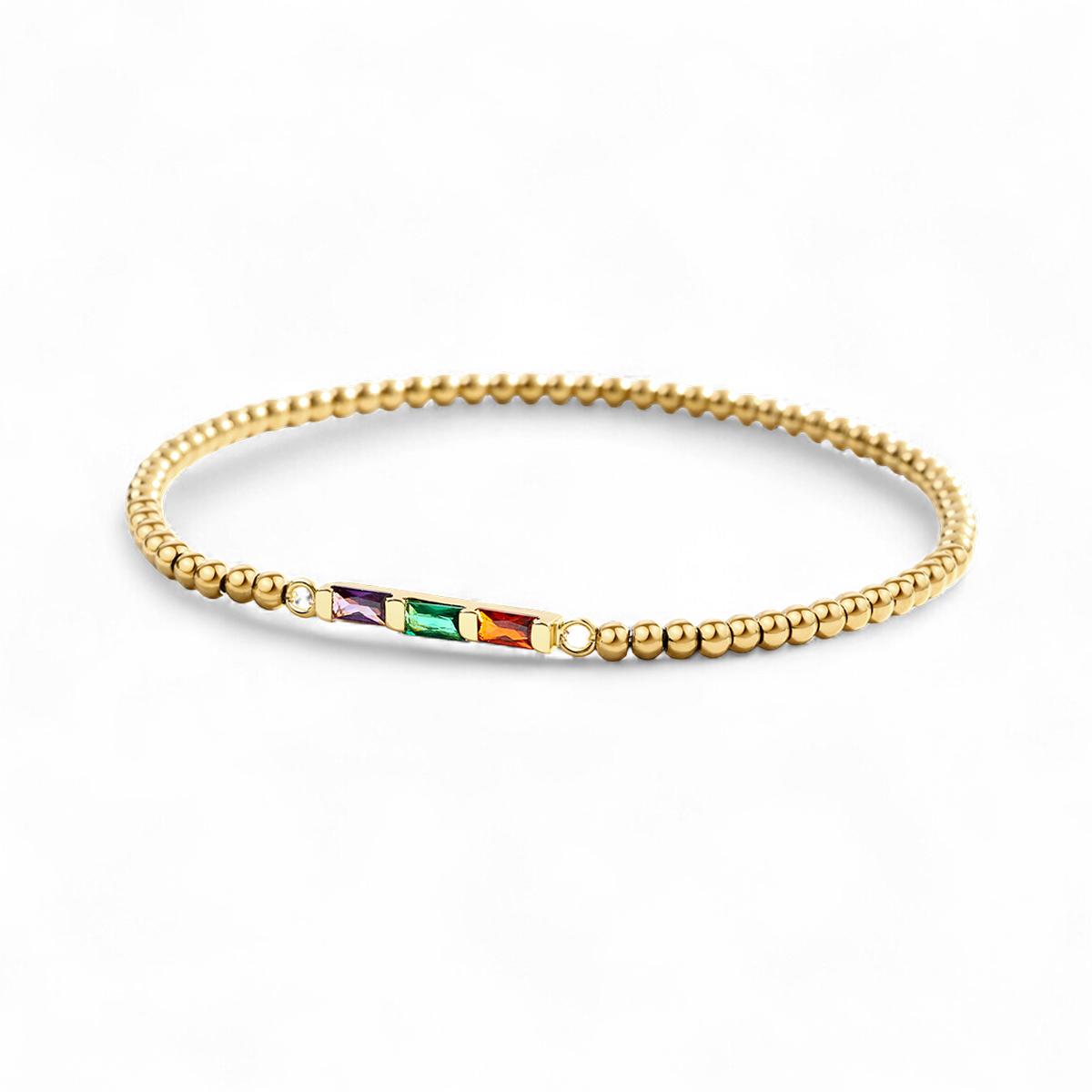 Personalized Baguette Birthstone Beaded Bracelet — Vanny Jewels
