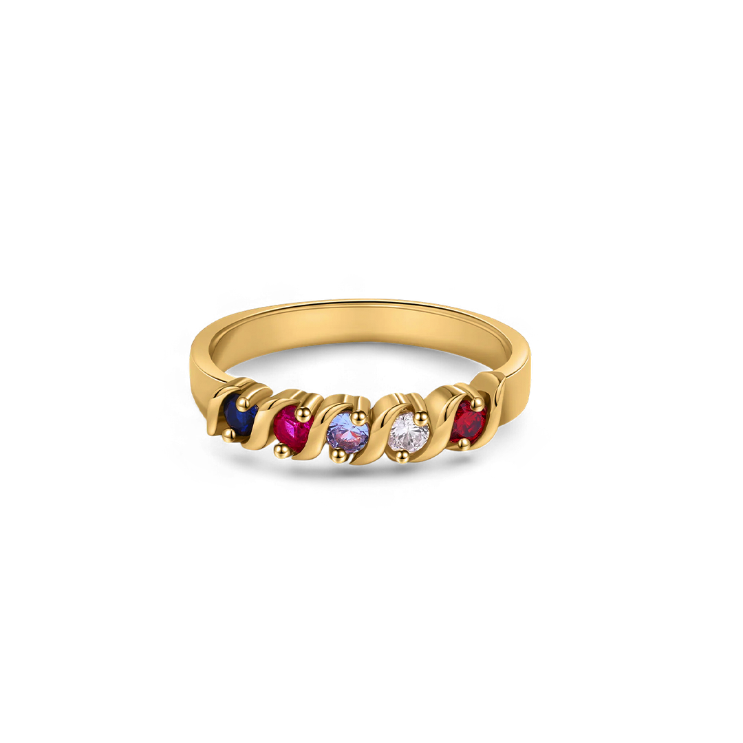 Personalized Wave Birthstones Ring — Vanny Jewels