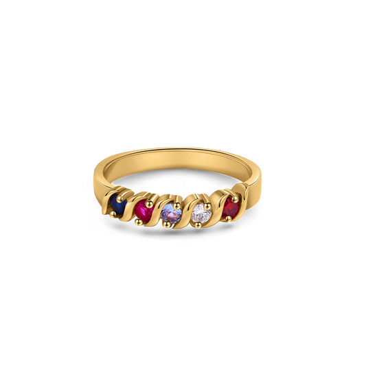 Personalized Wave Birthstones Ring — Vanny Jewels