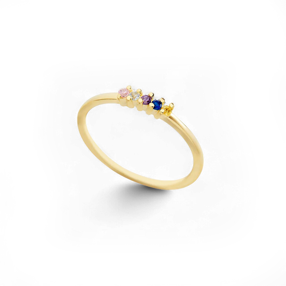 Personalized Dainty Birthstones Ring — Vanny Jewels