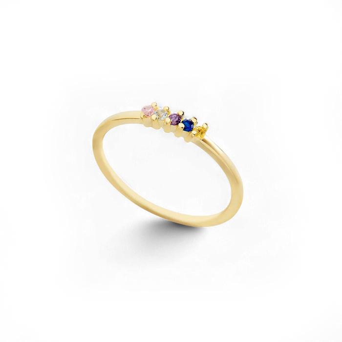 Personalized Dainty Birthstones Ring — Vanny Jewels