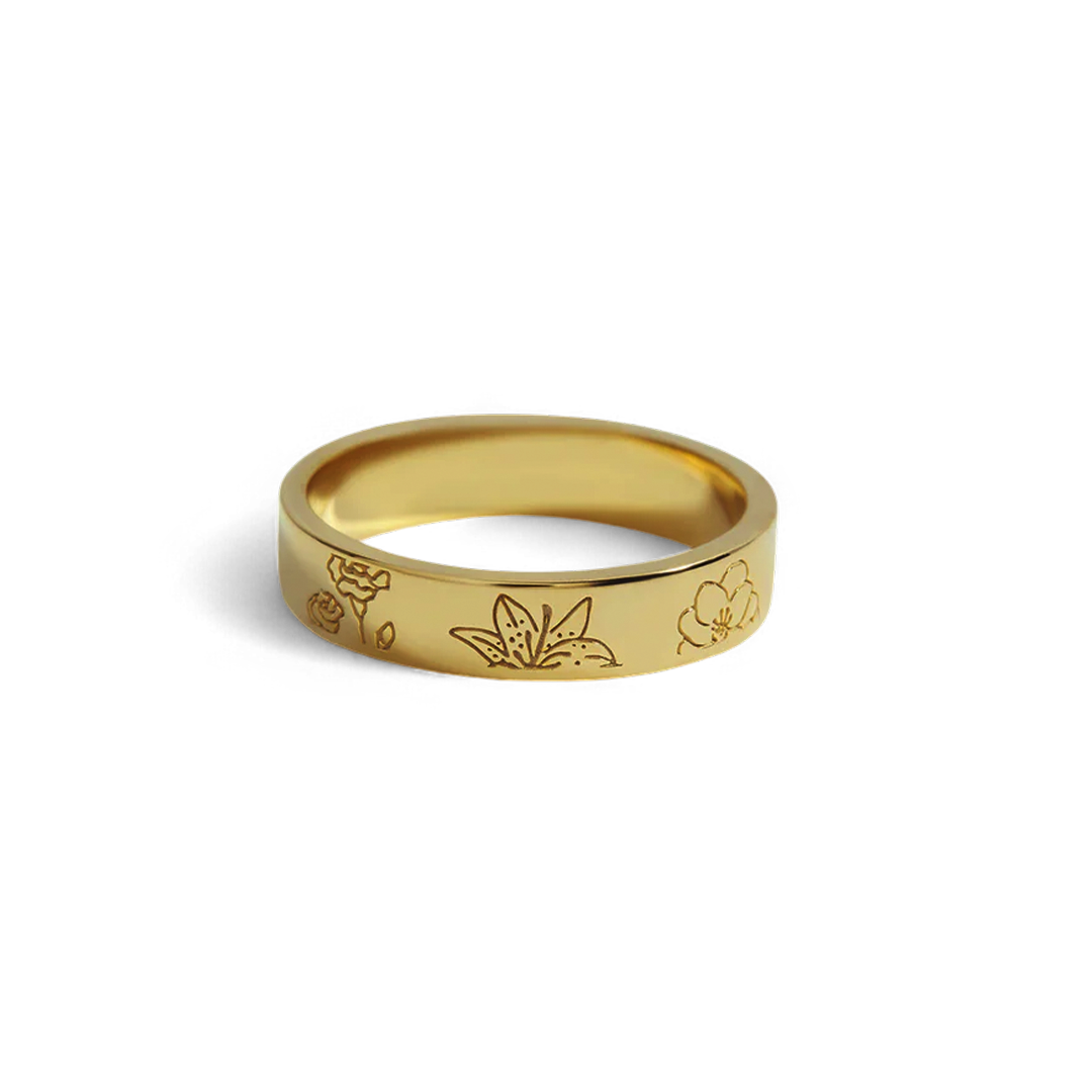 Personalized Stamped Flower Ring in 925 Sterling Silver — Vanny Jewels