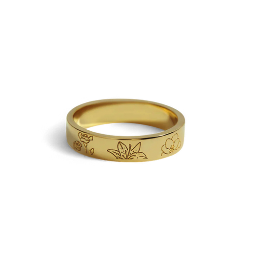 Personalized Stamped Flower Ring in 925 Sterling Silver — Vanny Jewels