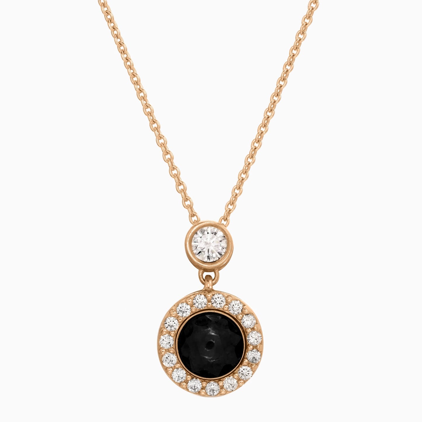 Petite Halo Photo Necklace in rose gold tone