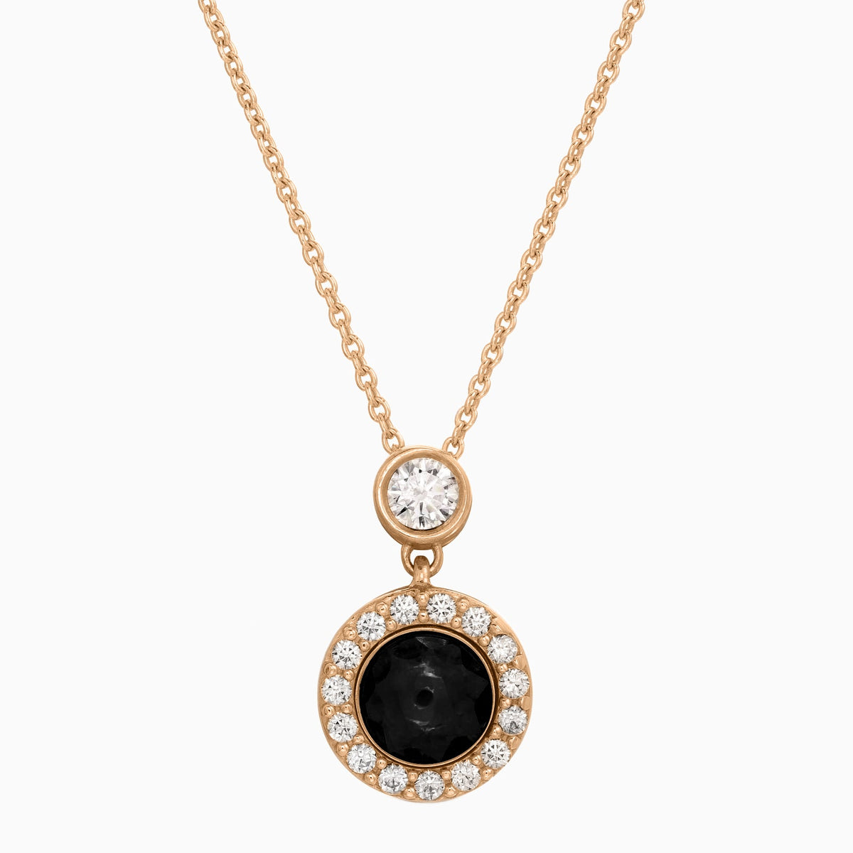 Petite Halo Photo Necklace in rose gold tone