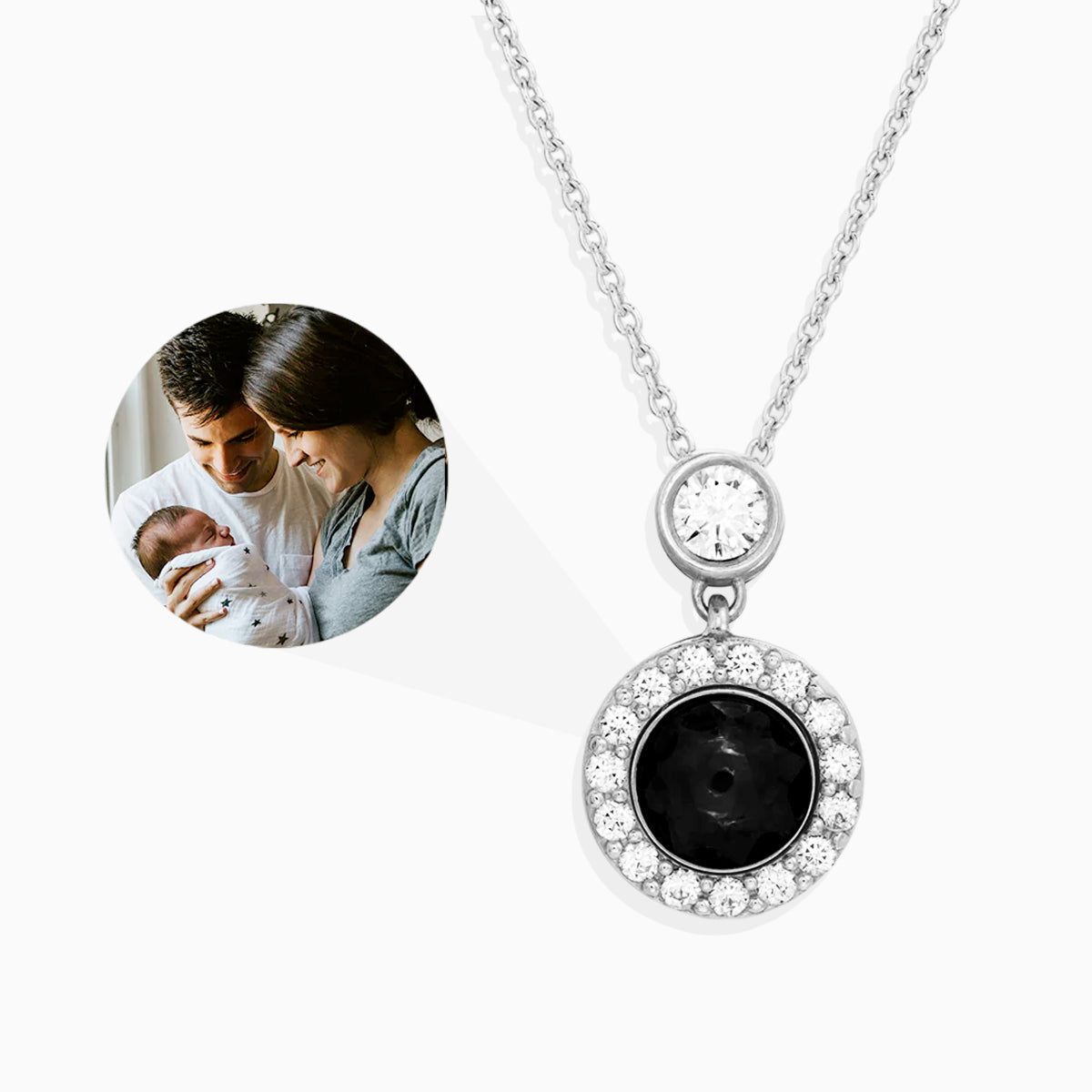 Petite Halo Photo Necklace in 925 sterling silver