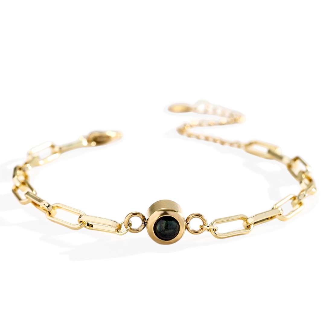 Fotoarmband mit Büroklammerkette