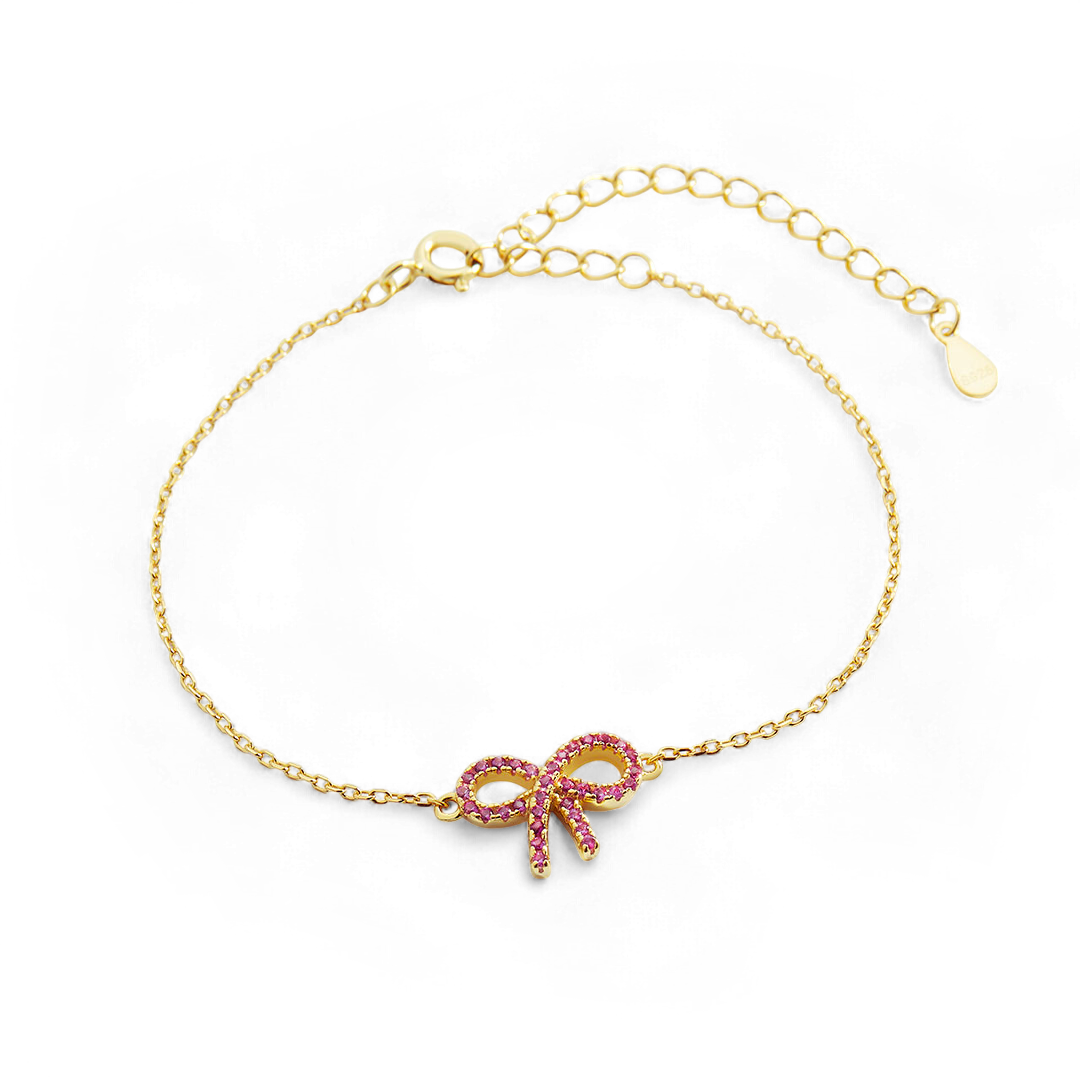 Pink Pave Bow Bracelet — Vanny Jewels