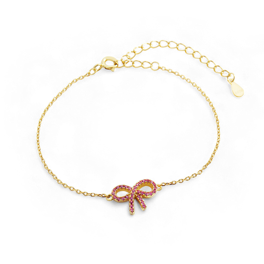 Pink Pave Bow Bracelet — Vanny Jewels