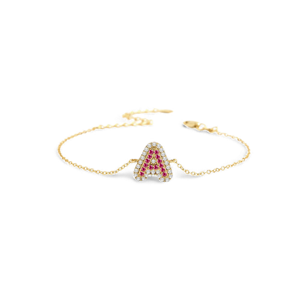 Pinkes Pave-Initialen-Armband