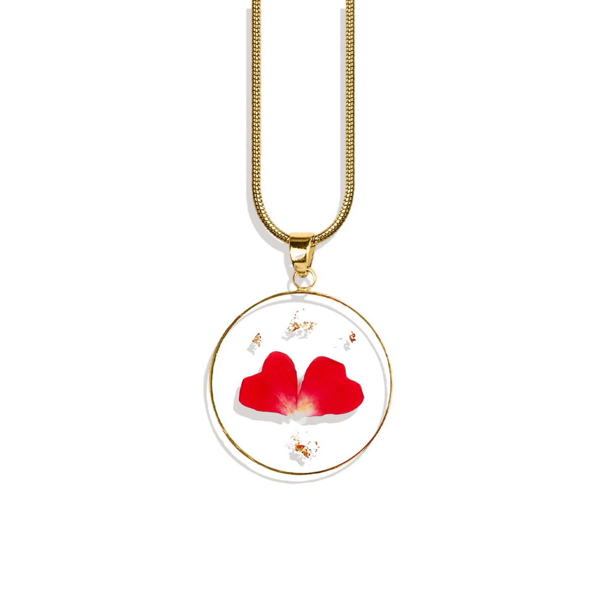 Pressed Birth Flower Necklace in gold tone