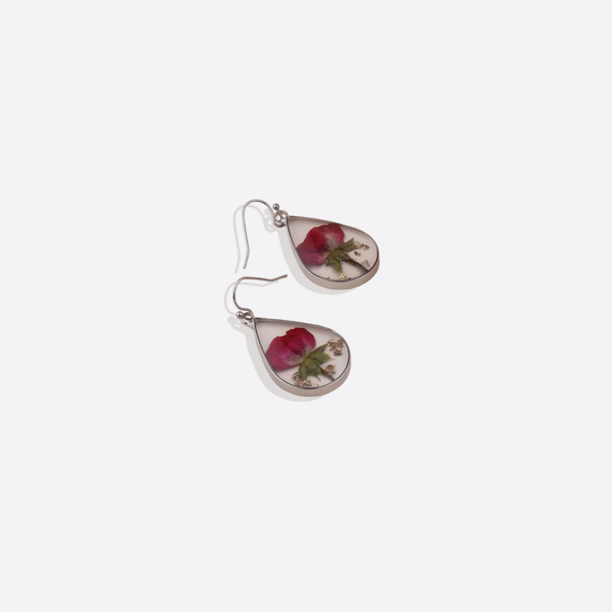 Pressed Birth Flower Earrings in rose gold tone