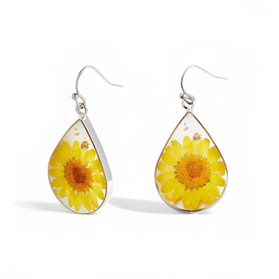 Pressed Birth Flower Earrings — Vanny Jewels