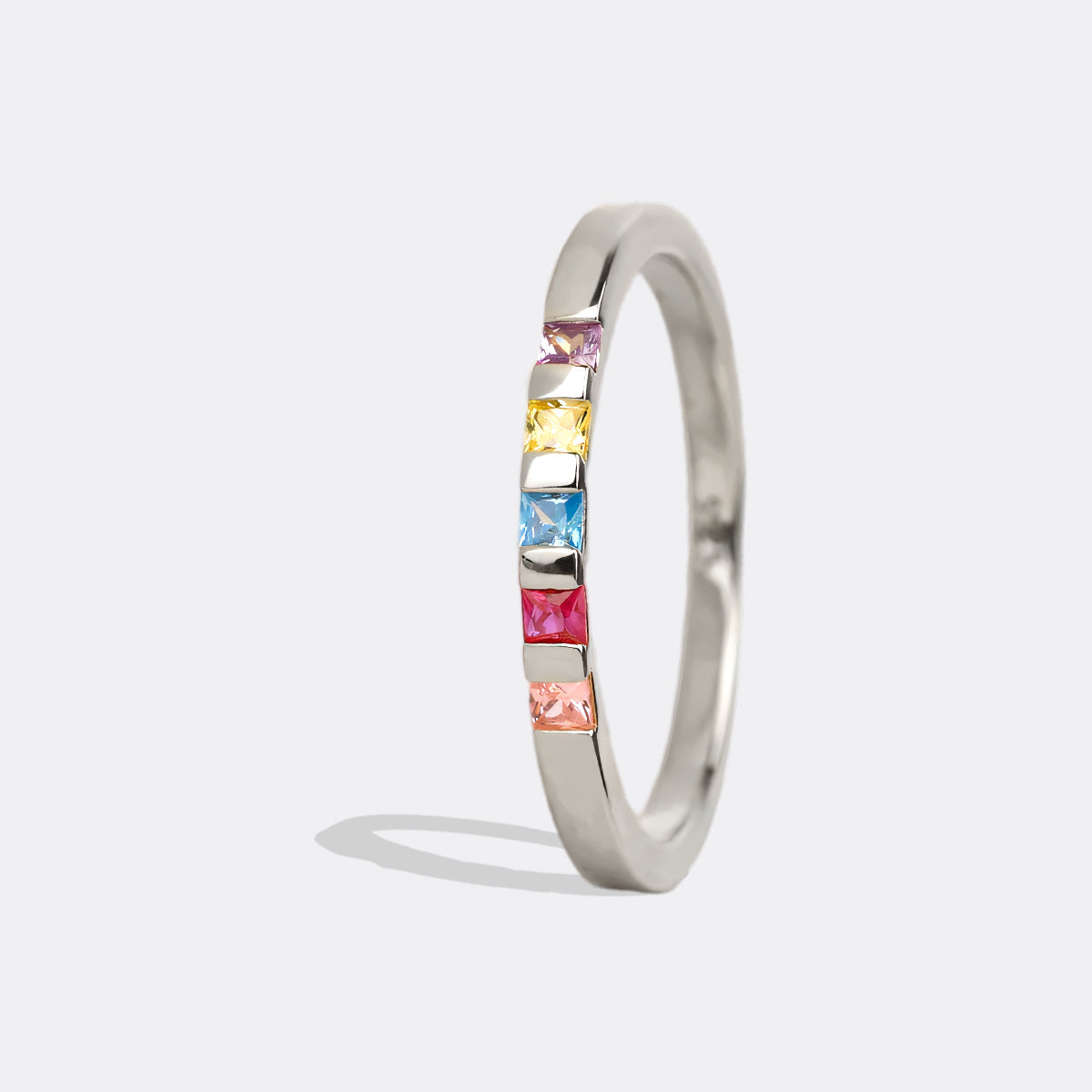 Princess-Cut Birthstone Band Ring in 925 sterling silver