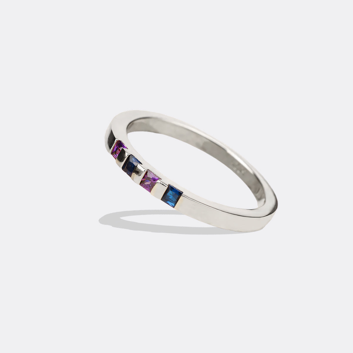 Princess-Cut Birthstone Band Ring in 925 sterling silver