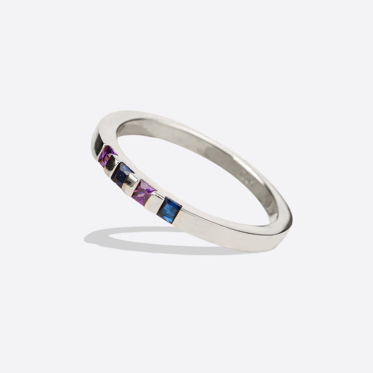Princess-Cut Birthstone Band Ring in 925 sterling silver