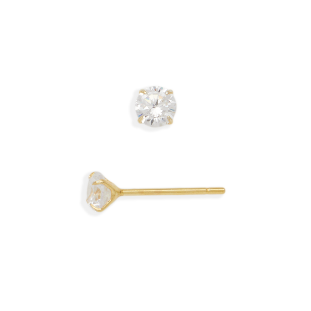 Orecchini a perno classici solitario da 4 mm