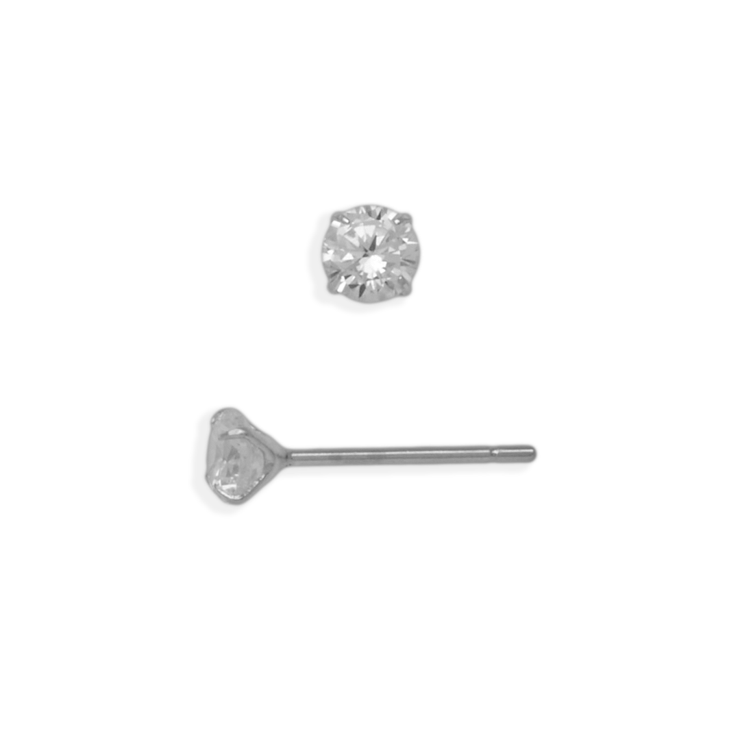 Orecchini a perno classici solitario da 4 mm