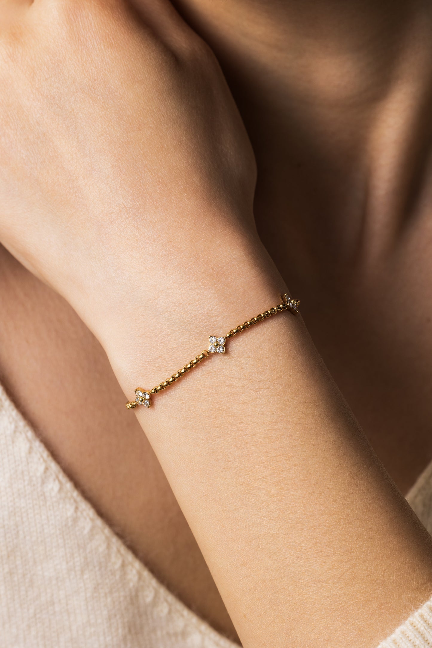 Radiant Clover Bracelet, worn on a model