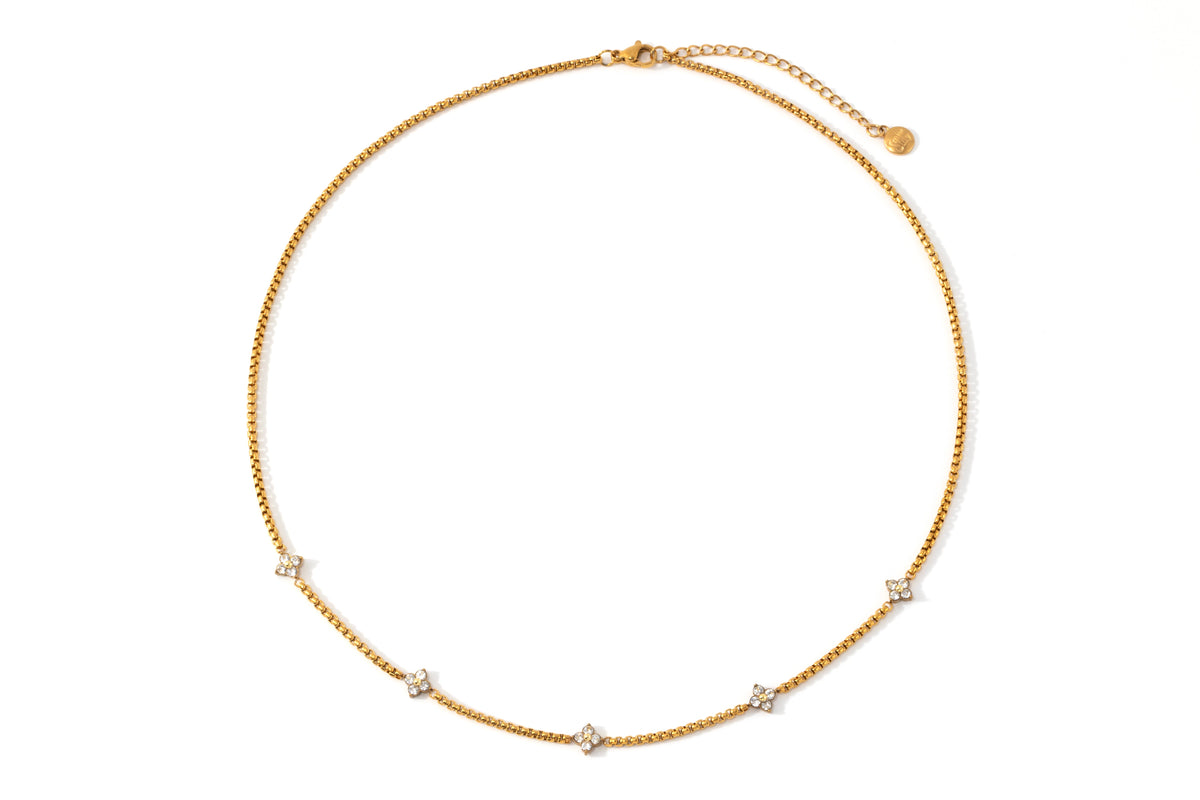 Radiant Clover Necklace, flat lay detail