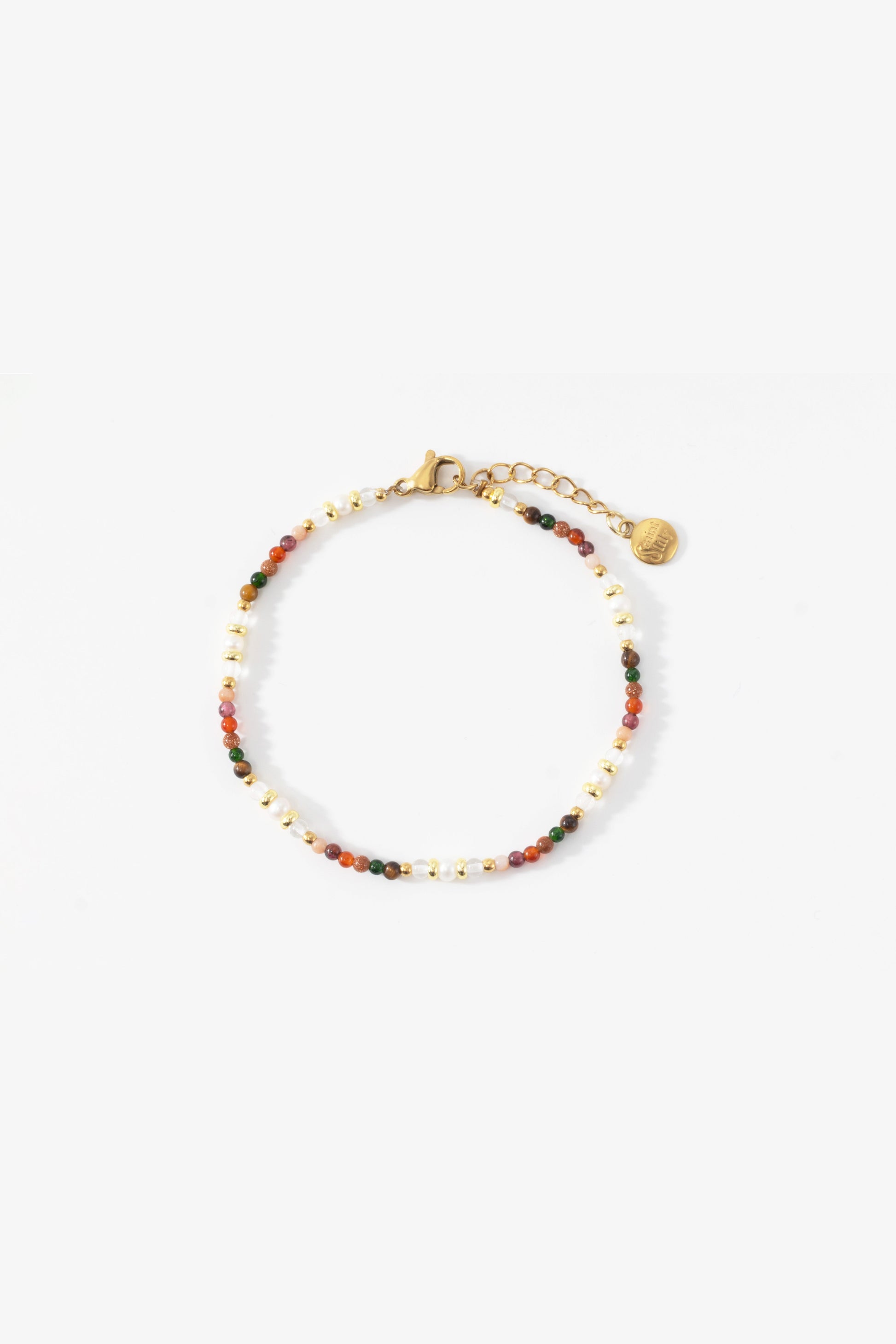 Rainbow Tourmaline Minimalist Bracelet, flat lay detail