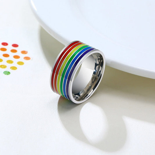 Rainbow Band Ring in Stainless Steel — Vanny Jewels
