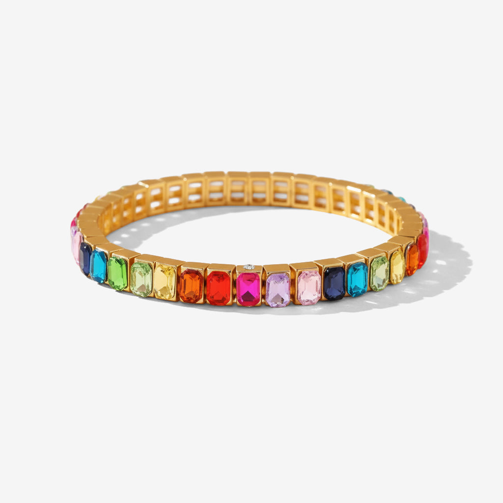 Rainbow Baguette Beaded Bracelet