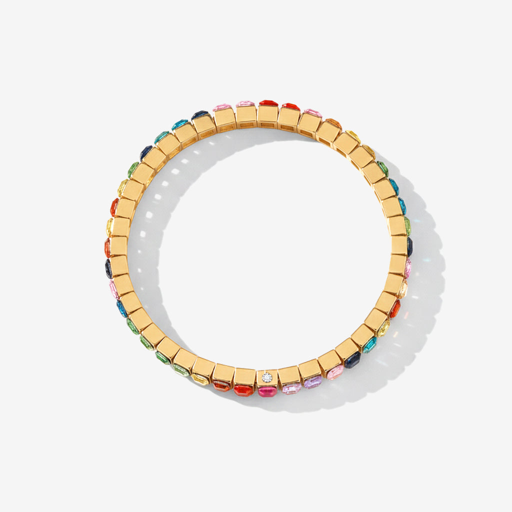 Rainbow Baguette Beaded Bracelet