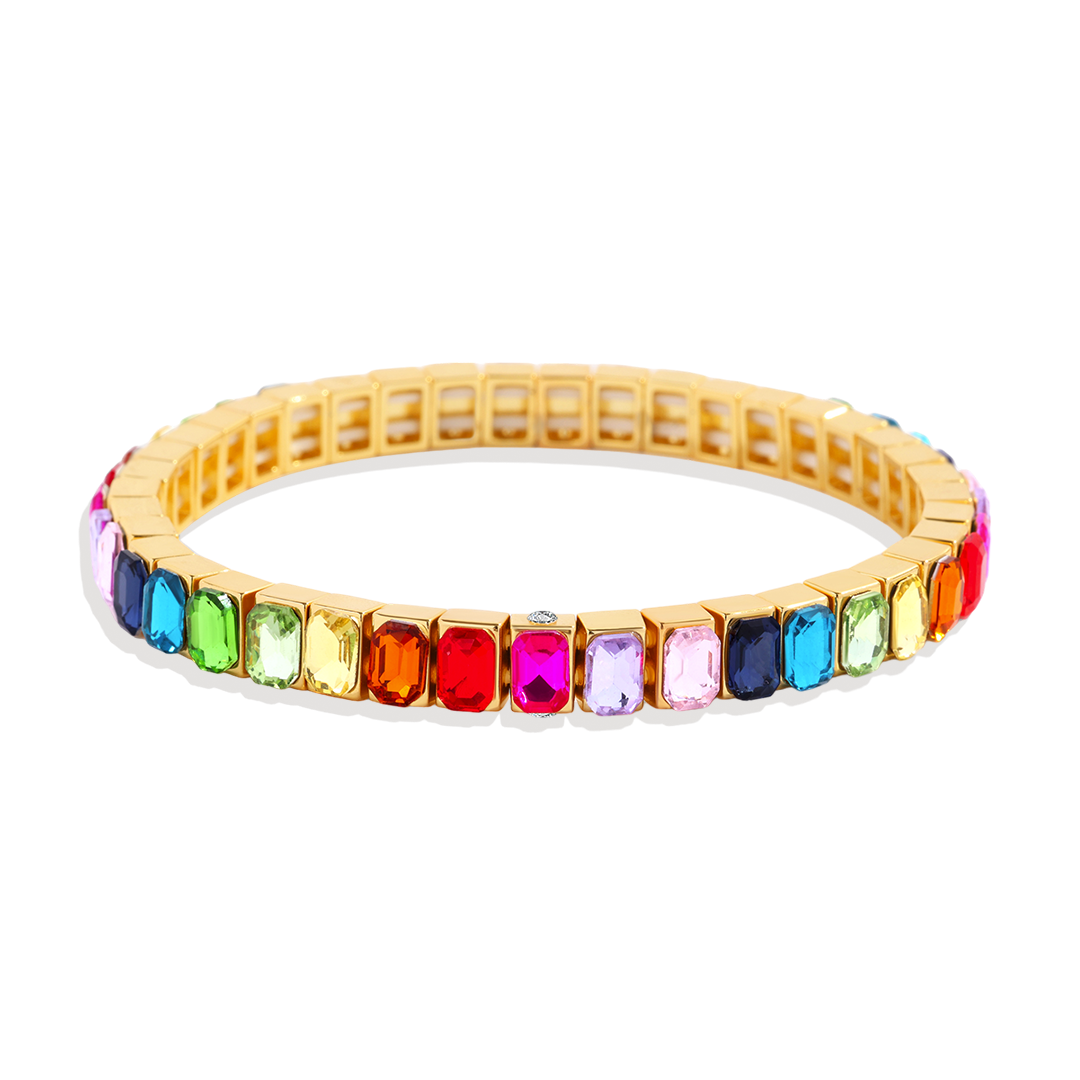 Rainbow Baguette Beaded Bracelet — Vanny Jewels