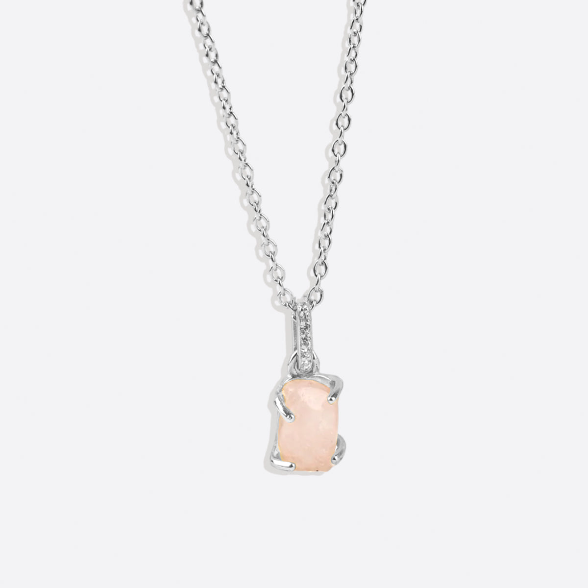 Raw Moonstone Pave Link Pendant Necklace