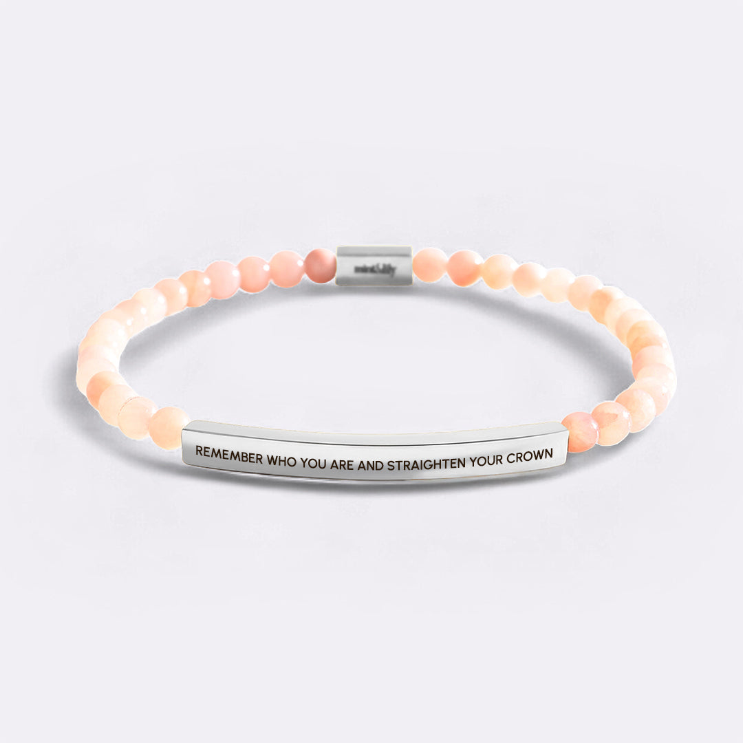 Bracciale con perline ispirazionale "Ricorda chi sei e raddrizza la tua corona"