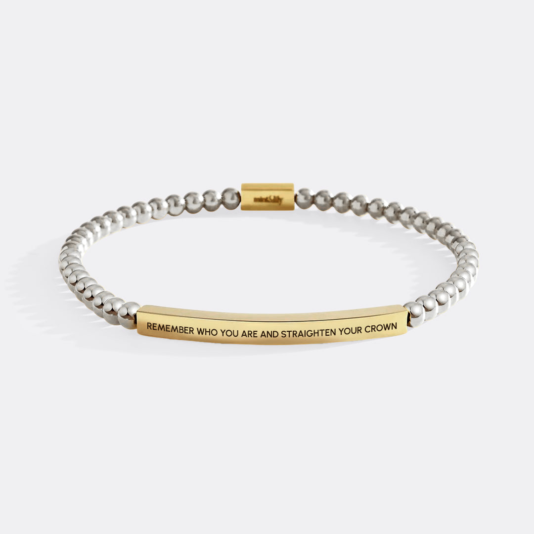 Bracciale con perline ispirazionale "Ricorda chi sei e raddrizza la tua corona"