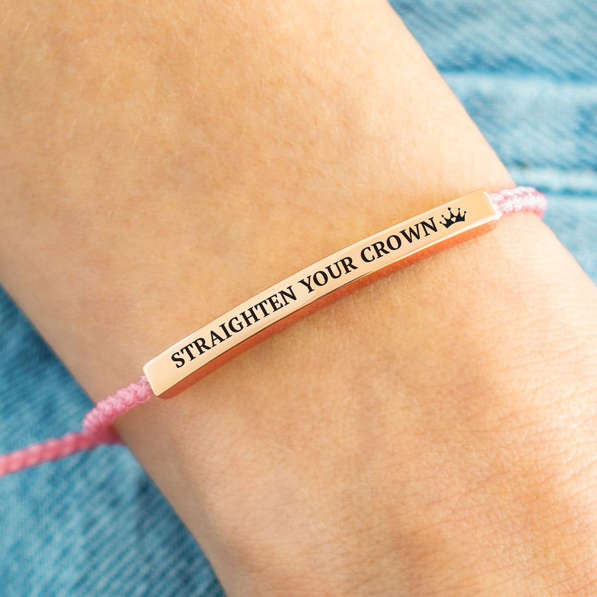 Remember Who You Are and Straighten Your Crown Inspire Bracelet in rose gold tone