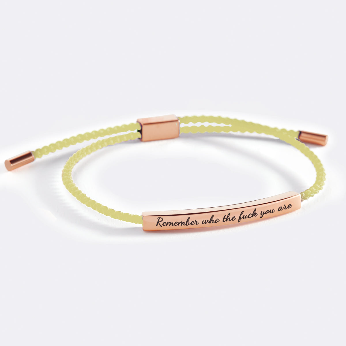 Remember Who the F♥ck You Are Inspire Bracelet in rose gold tone