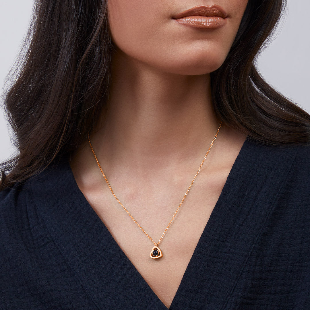 Personalized Heart Photo Necklace in rose gold tone