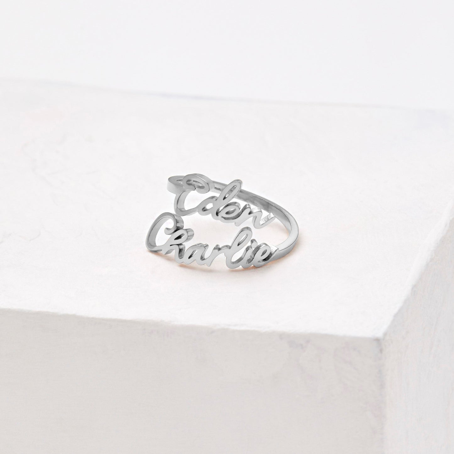 Double Name Ring in 925 sterling silver