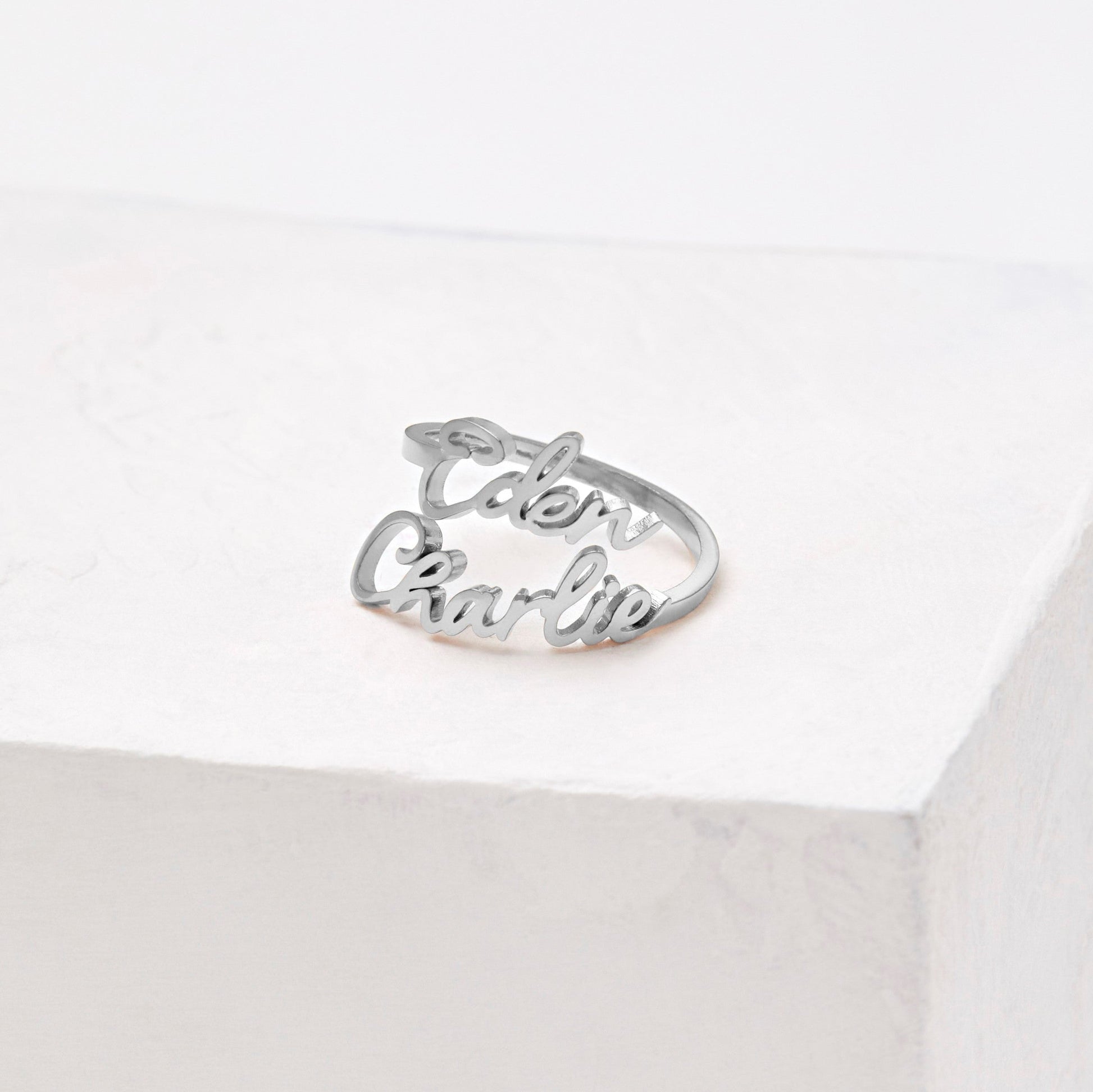 Double Name Ring in 925 sterling silver