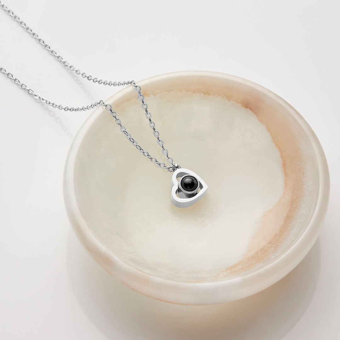 Personalized Heart Photo Necklace in 925 sterling silver
