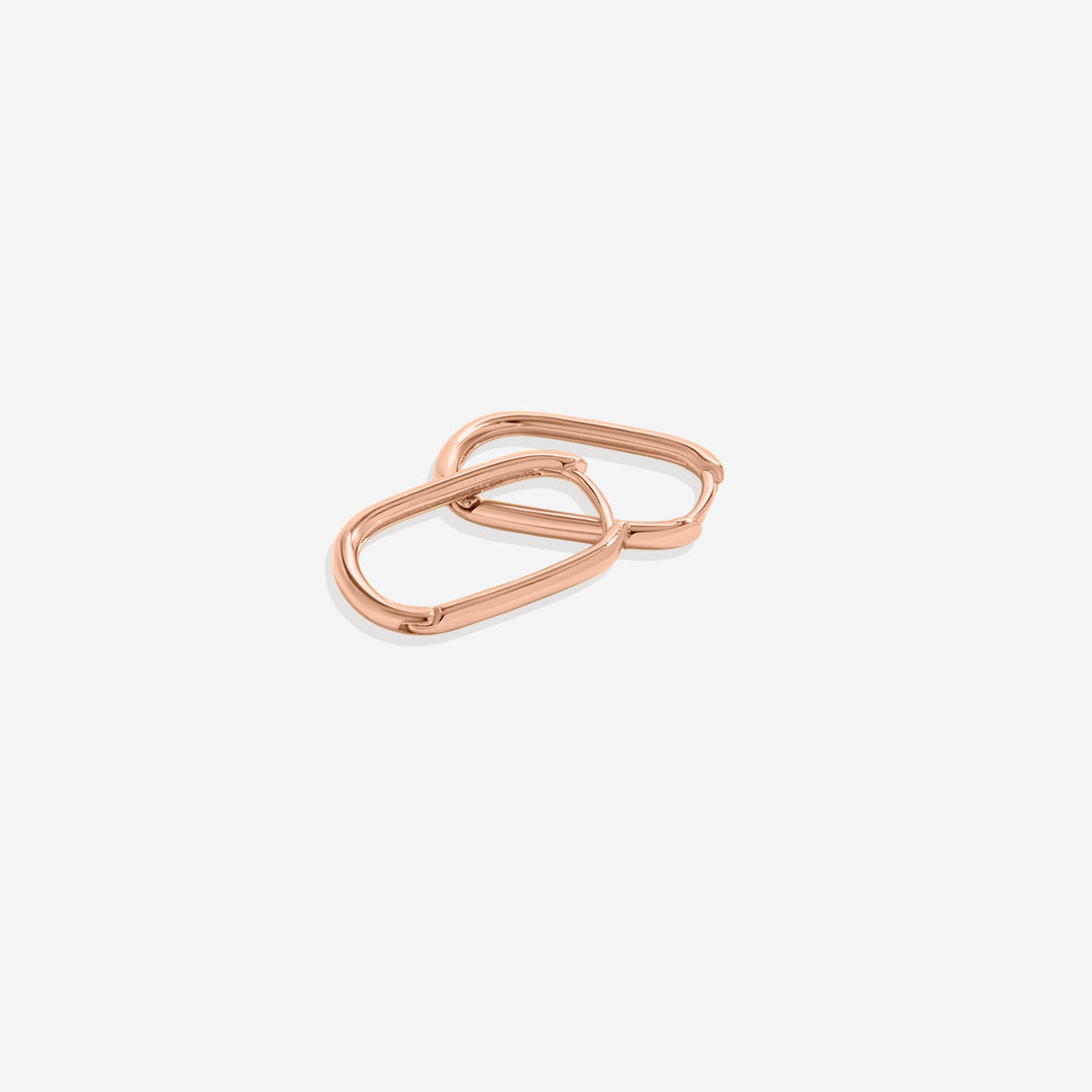 Retro Box Huggie Hoop Earrings in rose gold tone, in its gift packaging