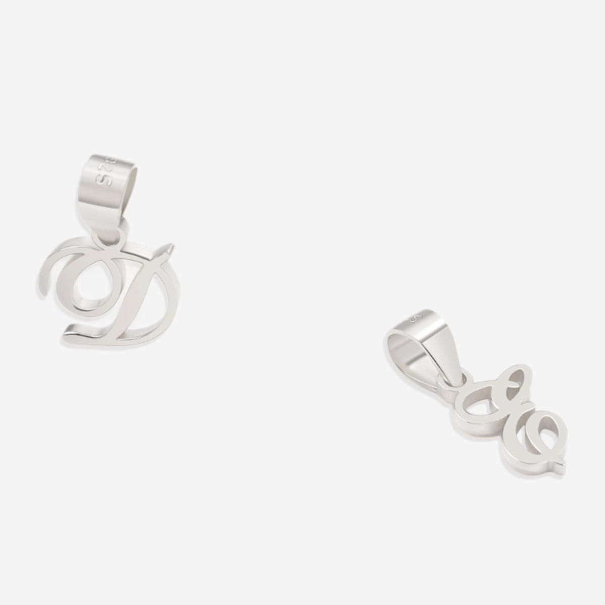 Romantic Initial Charm Pendant in 925 sterling silver