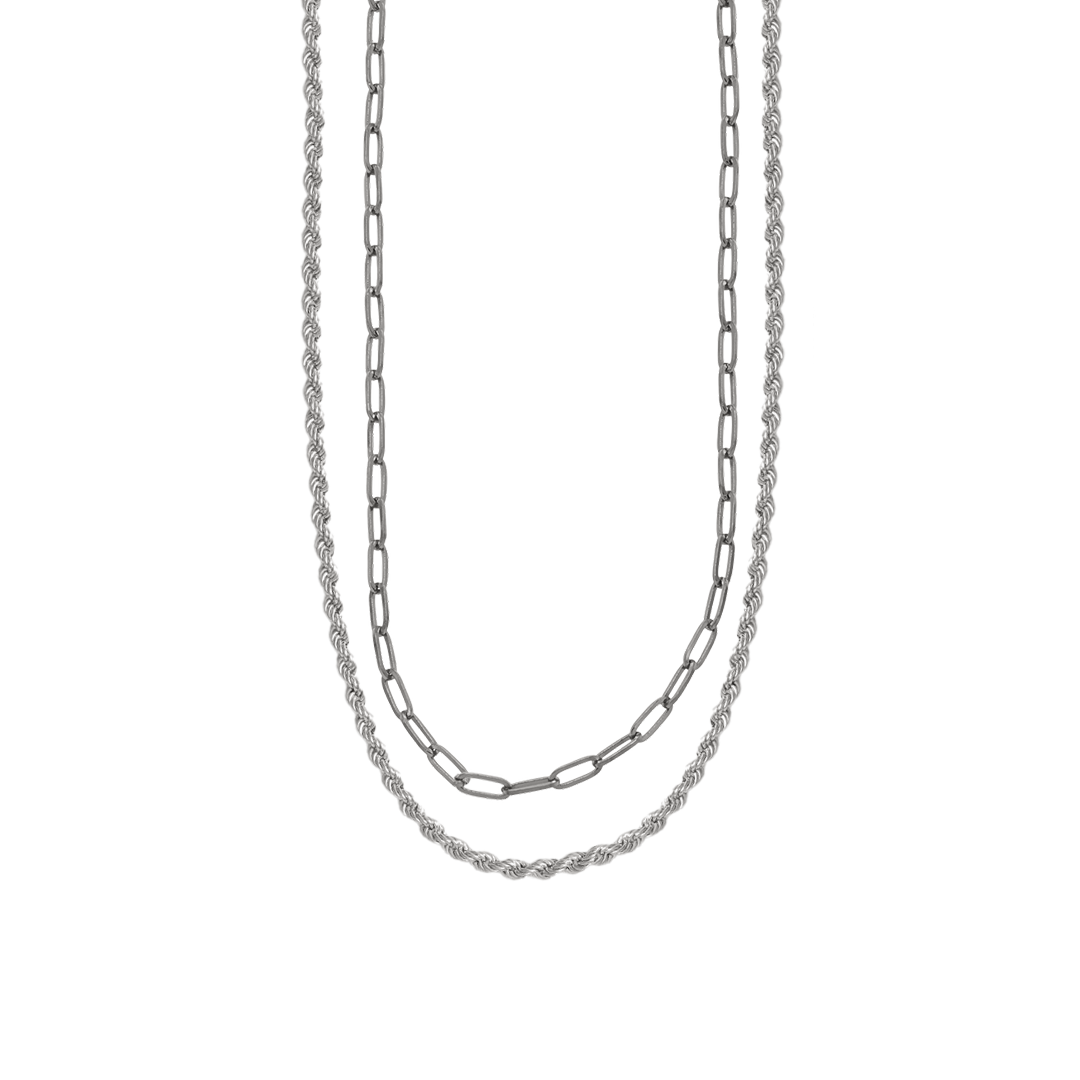 Rope + Paperclip Chain Set in 925 sterling silver