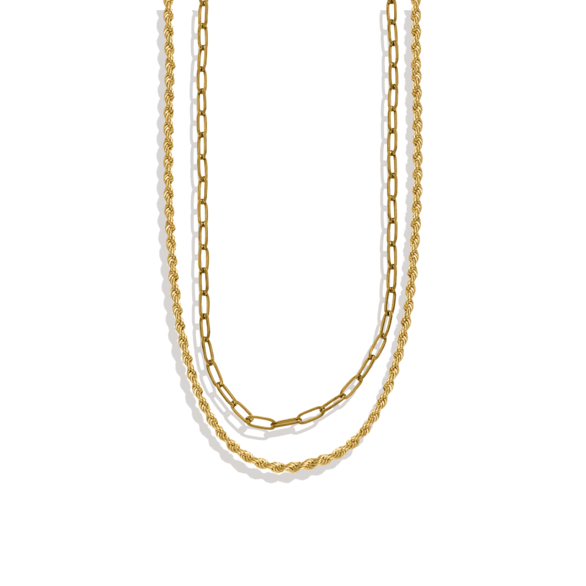 Rope + Paperclip Chain Set necklace — Vanny Jewels