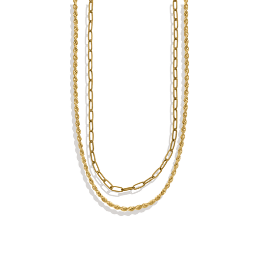Rope + Paperclip Chain Set necklace — Vanny Jewels
