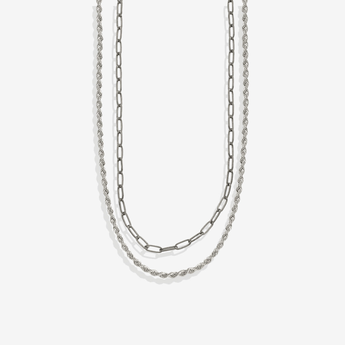 Rope + Paperclip Chain Set in 925 sterling silver