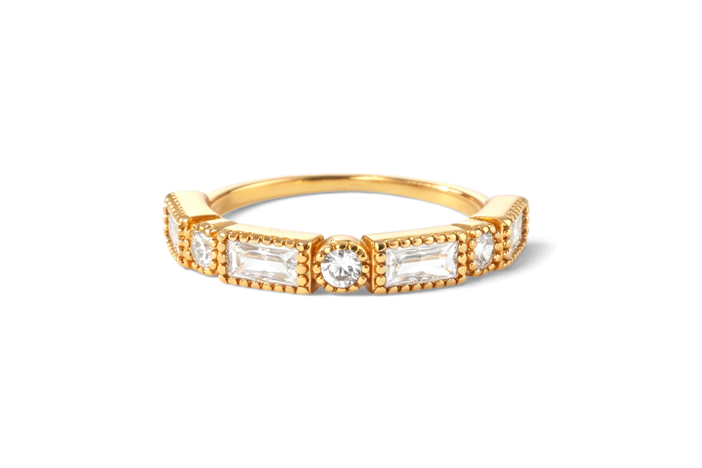 Round & Baguette Vintage Ring — Vanny Jewels